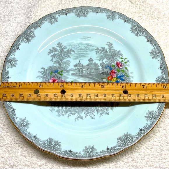 Aynsley Queens Garden Blue Enameled Scalloped salad plate vintage. - Picture 6 of 13